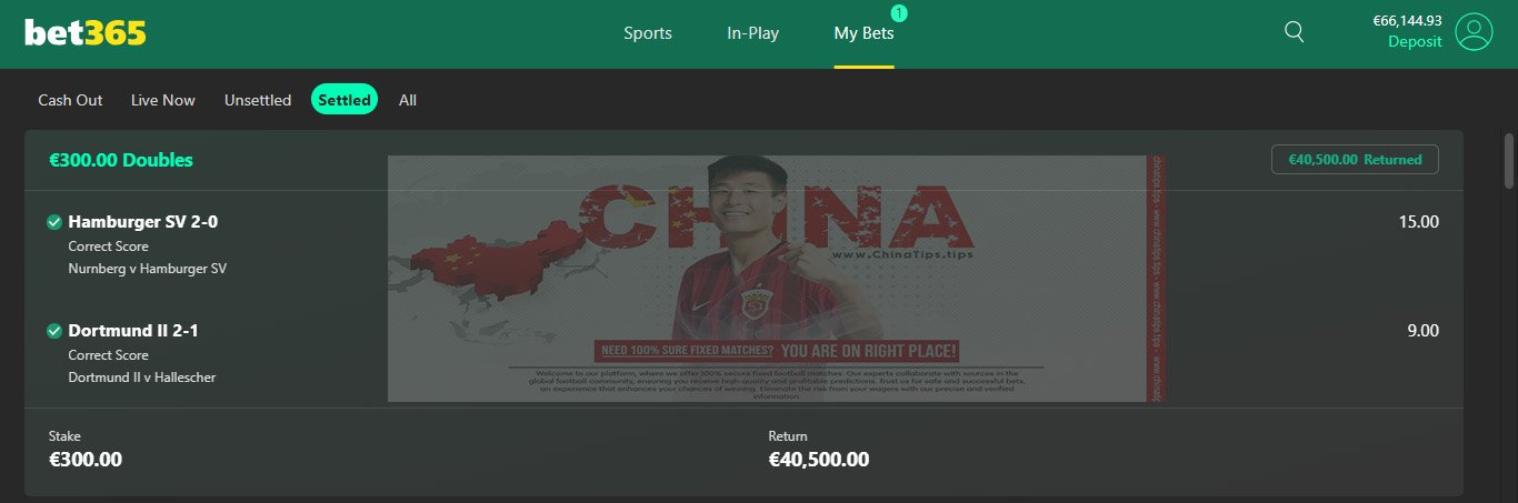 China Correct Score Fixed Matches